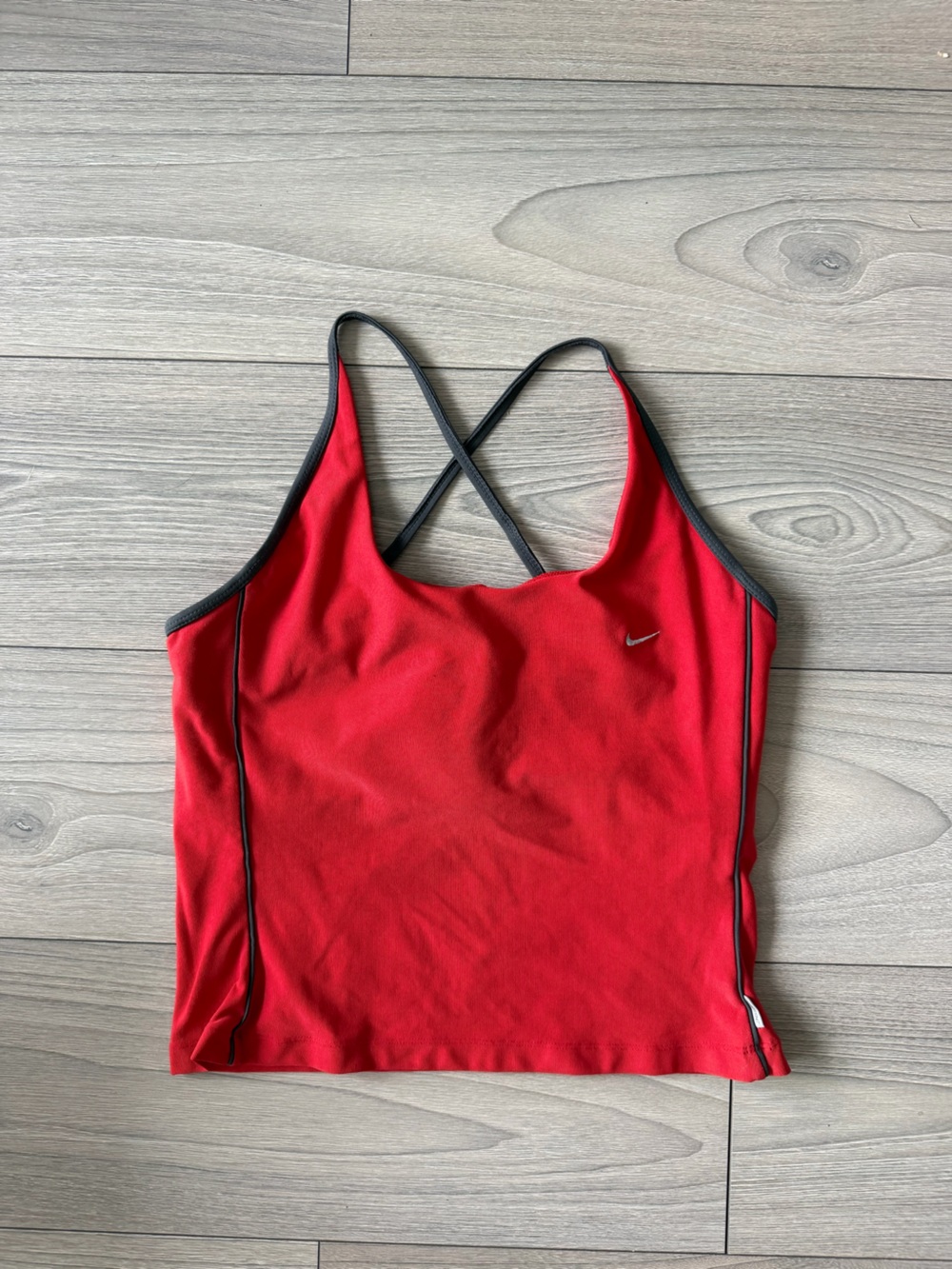Nike Red Athletic Tank with Black Trim and Crisscross Straps
